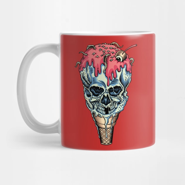 Skull Ice Cream Cone  Illustration by Mako Design 